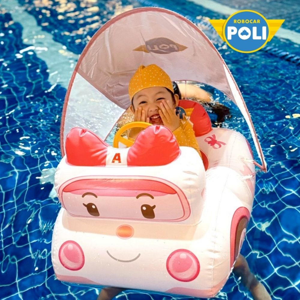 POLI Kids Character Swim Ring|With Removable UV Sunshade