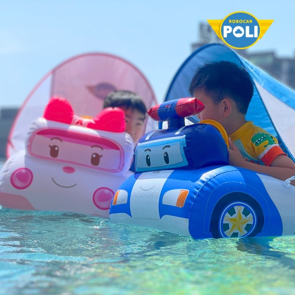 POLI Kids Character Swim Ring|With Removable UV Sunshade