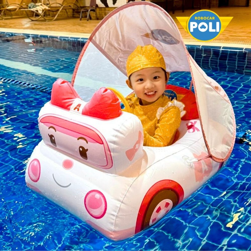 POLI Kids Character Swim Ring|With Removable UV Sunshade