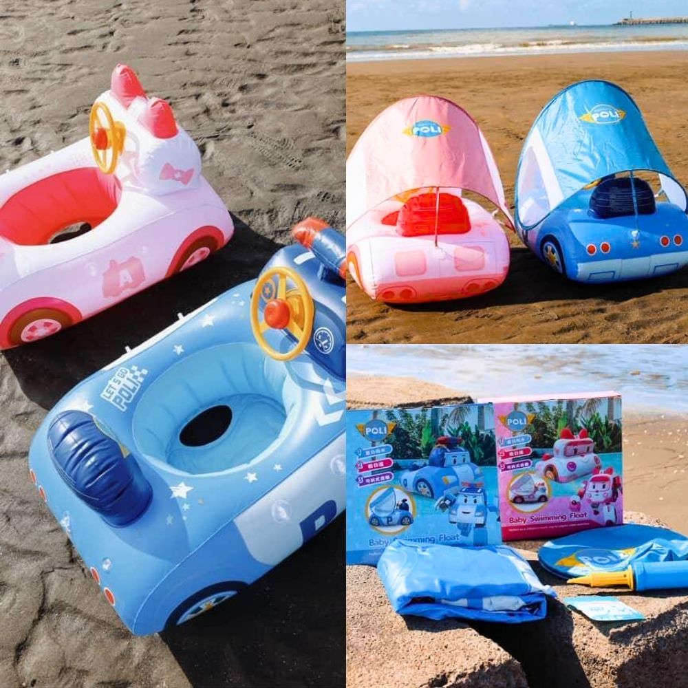 POLI Kids Character Swim Ring|With Removable UV Sunshade