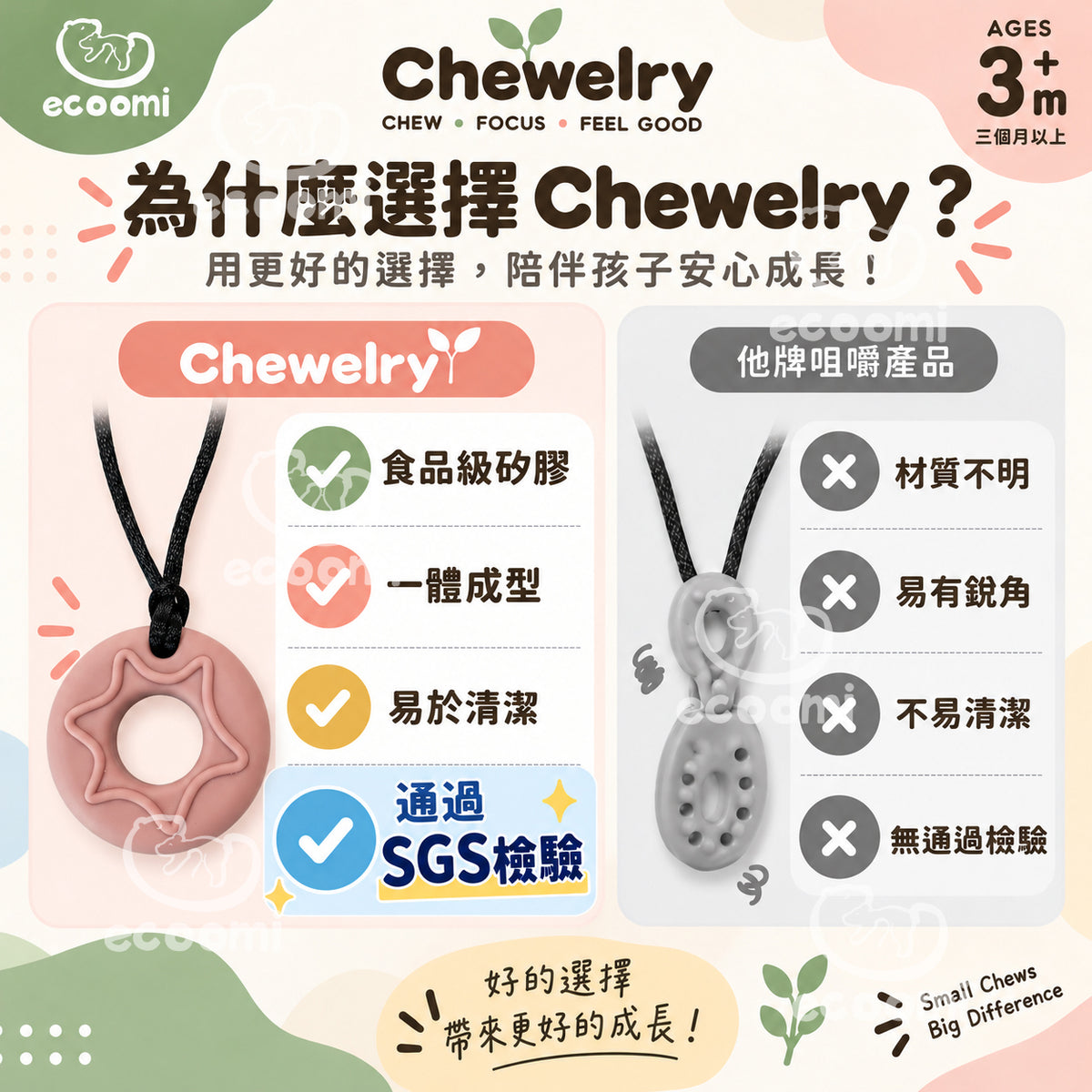 【Chewelry】咀嚼項鍊 ecoomi 咬咬項鍊 甜甜圈 造型 咬咬 兒童項鍊 專注力 自閉 過動 ADHD 育兒必備